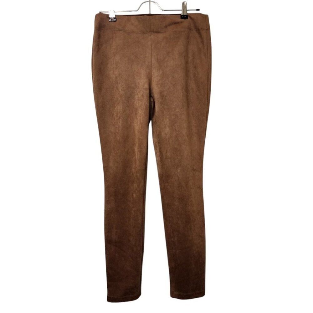 Max Studio Brown Faux Suede Leggings Pants Women's Size S Pull On Stretch